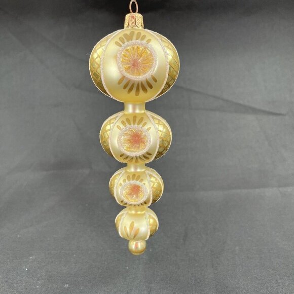 Four Graduated Reflector Ball Spin Ornament Glittered RARE  1A - Picture 2 of 13